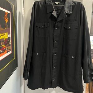 Liberty Blues Men's Black Shirt Jacket Unlined Cotton Twill 5 XL Tall